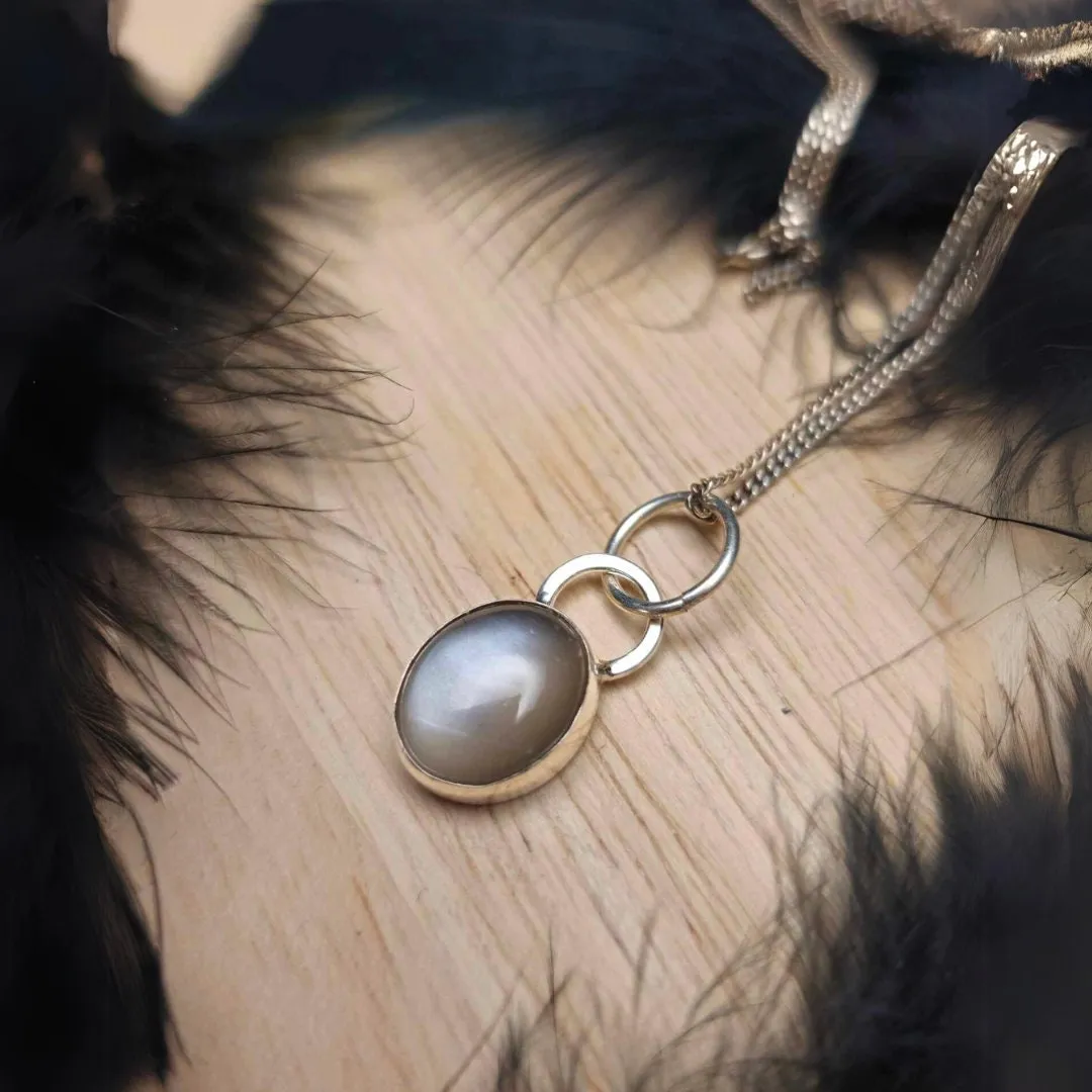 Shimmery Moonstone Pendant – Petite Sterling Silver Jewelry for Elegant Gifting