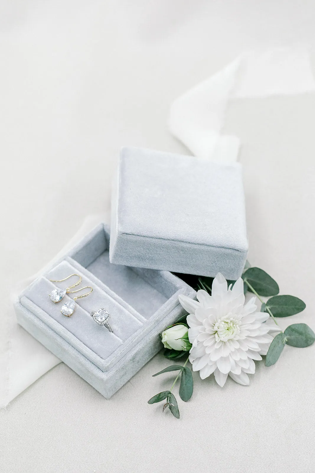 Silver Grey Velvet Jewelry Case