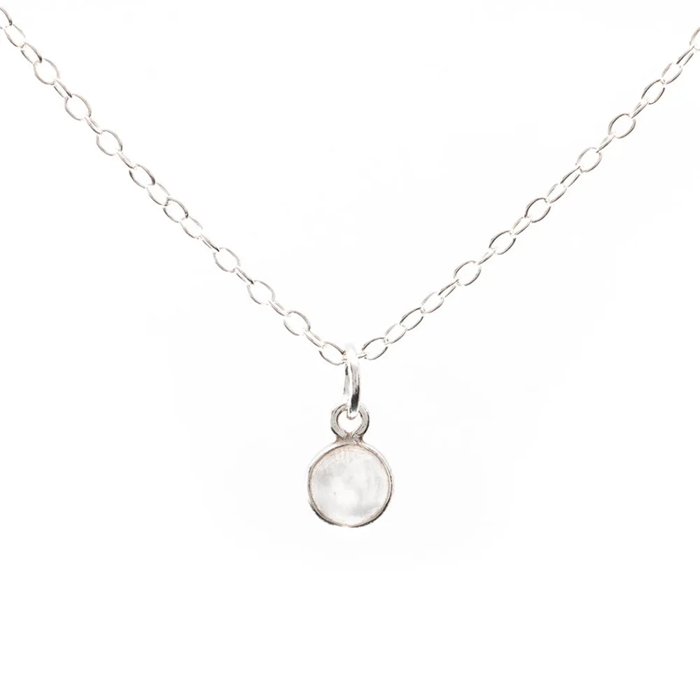 Silver Moonstone June Birthstone Necklace