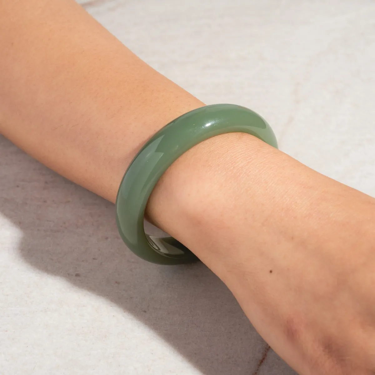 Smoke Green Jade Quartzite Stone Bangle