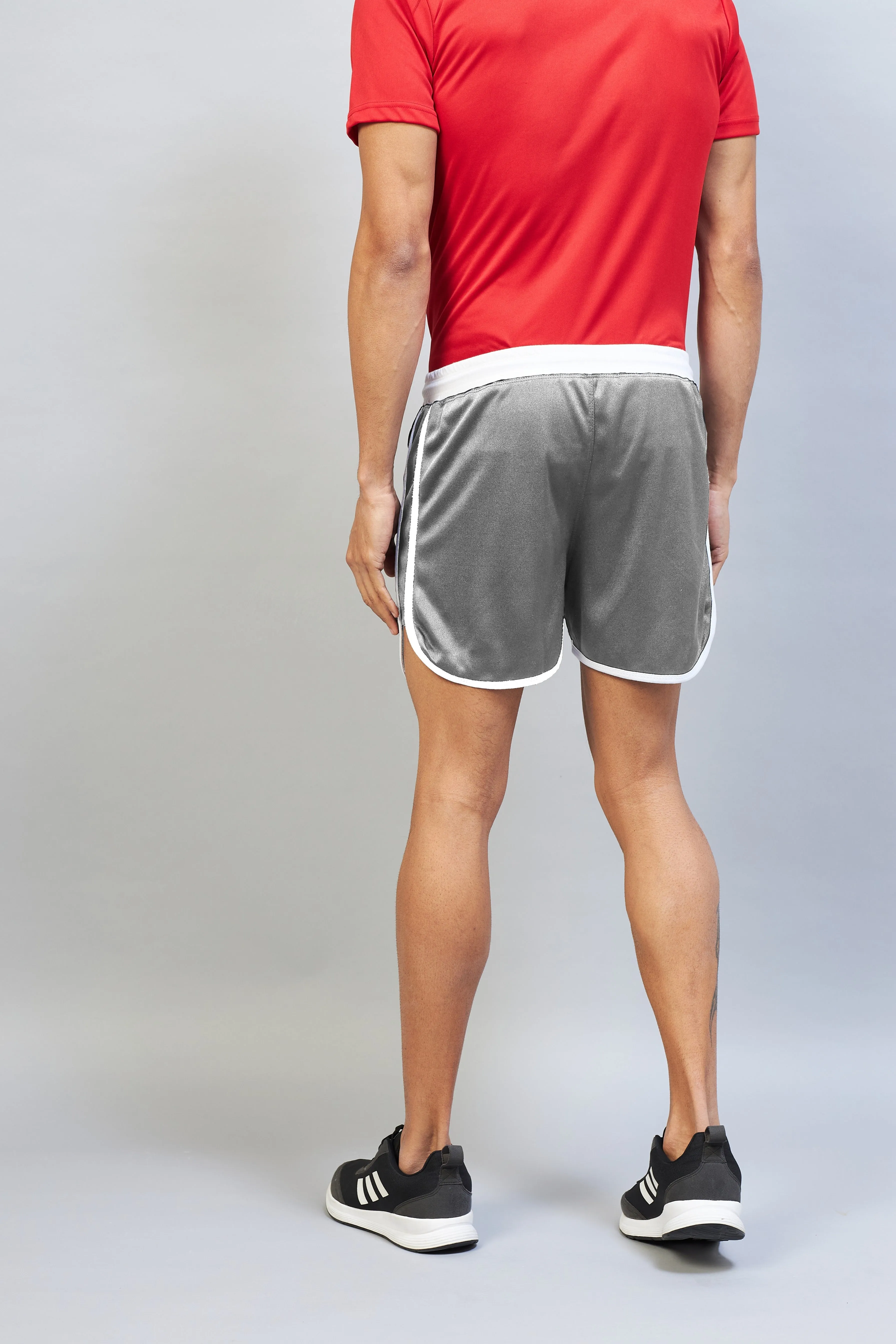 Solid Men Shorts (Grey White) (Pack of 1)