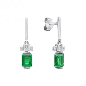 Sterling Silver Green and Clear Cubic Zirconia Earrings E6408