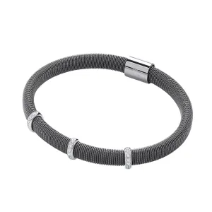 Sterling Silver Oxidised Magnetic CZ Bangle