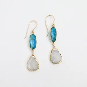 Turquoise & Moonstone Slice Earrings