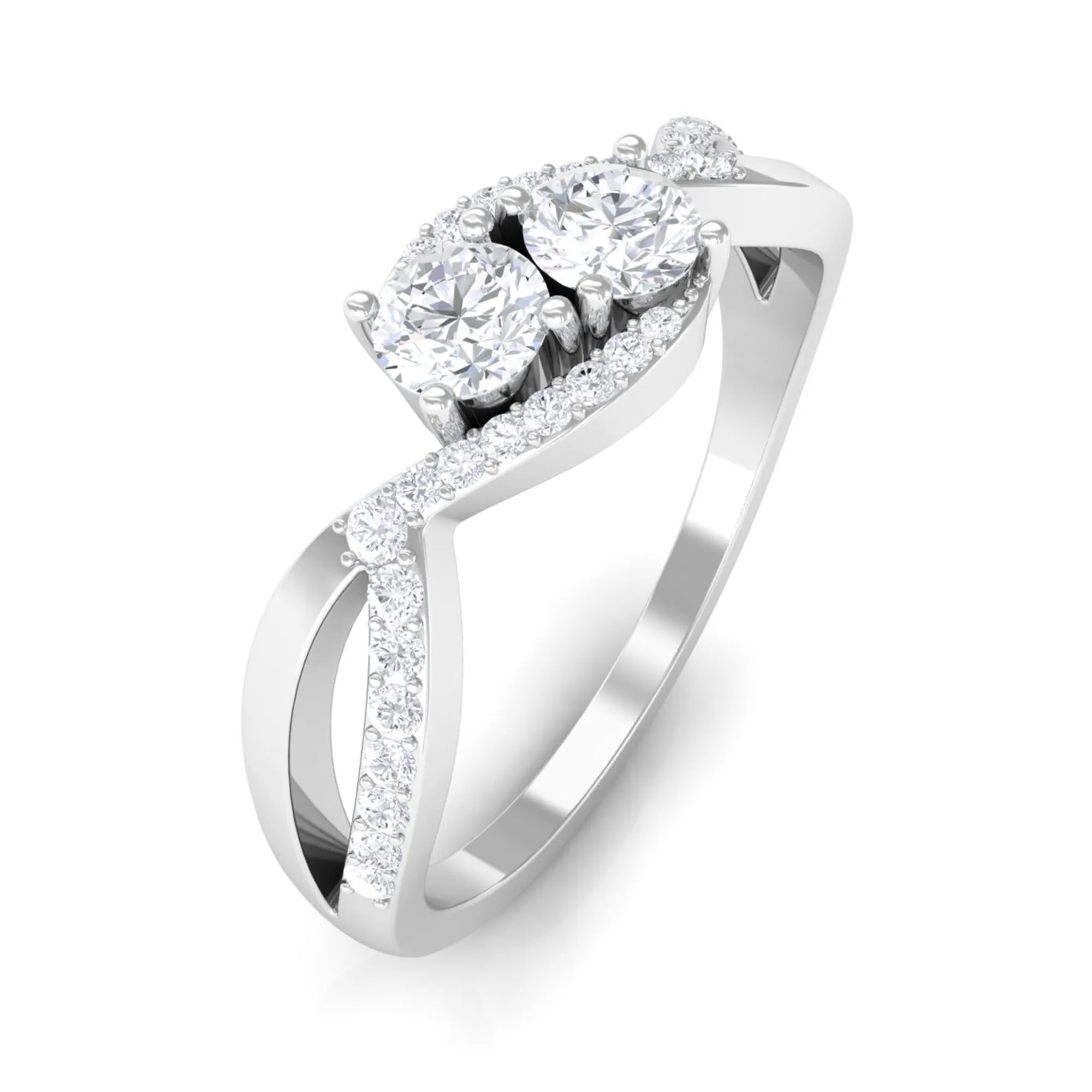 Two Stone Cubic Zirconia Infinity Engagement Ring