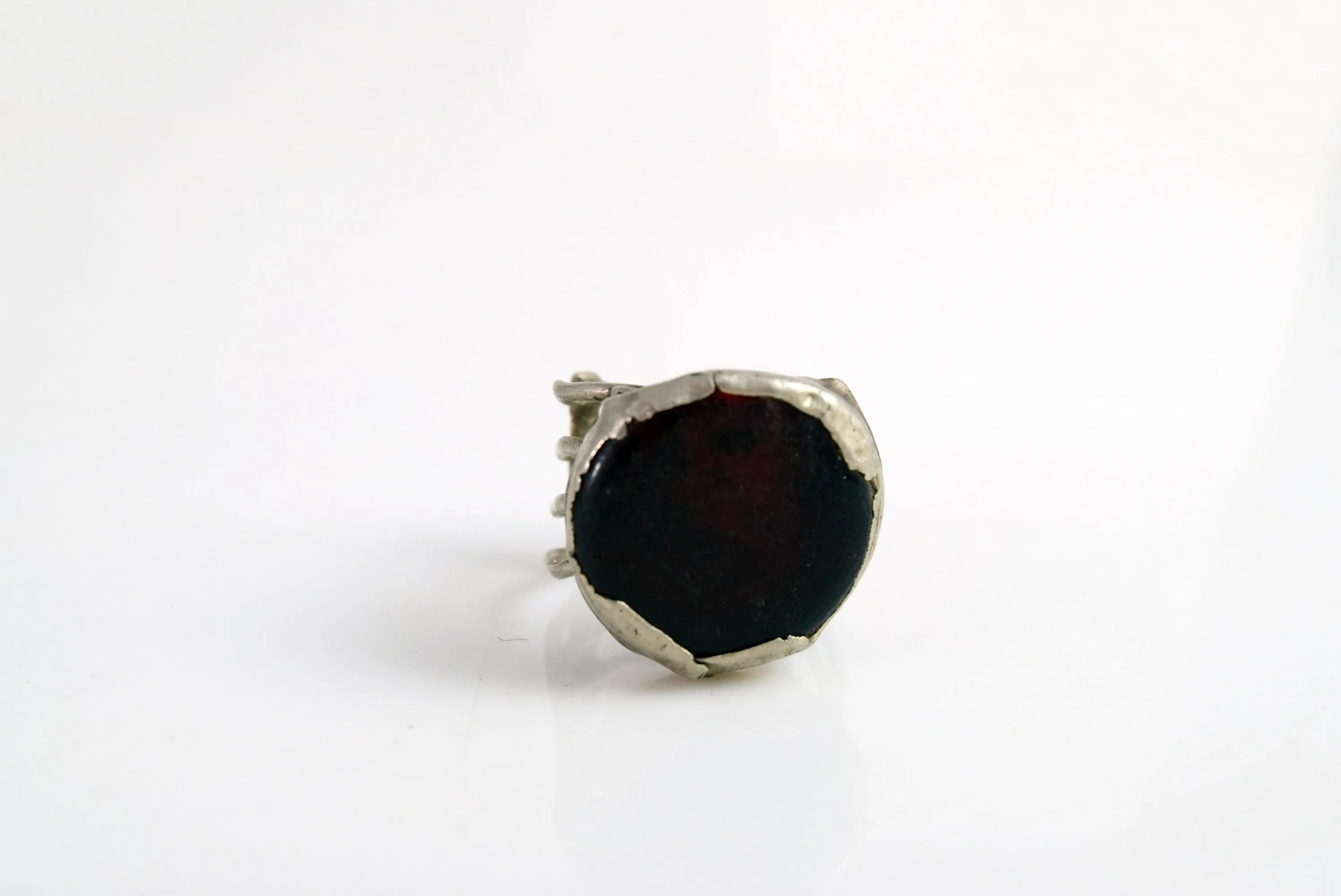 Vintage Bedouin Ring with Red Glass Size 5