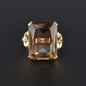 Vintage Solid Gold 12 CTW Smoky Quartz Ring