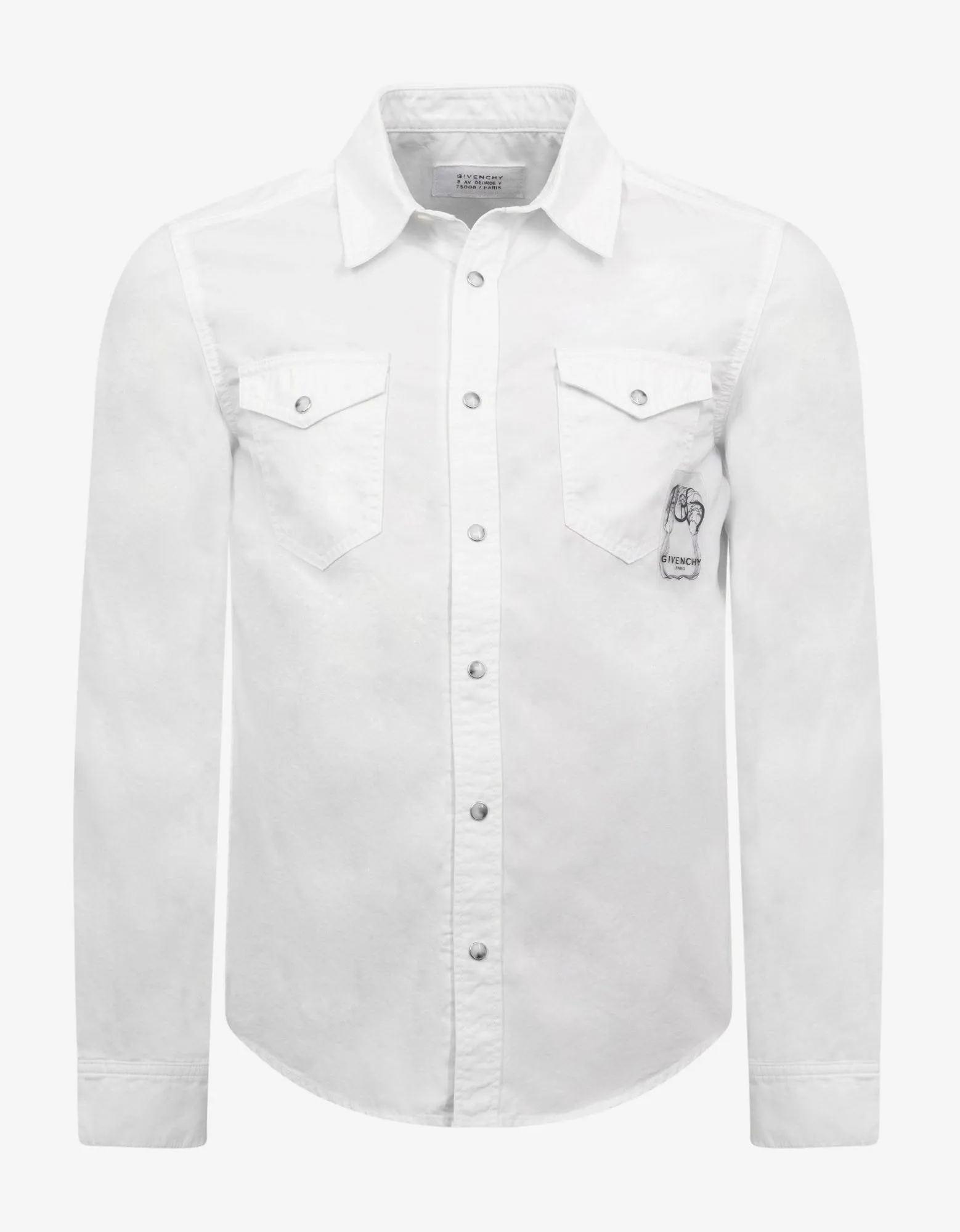 White Calligraphic Logo Embroidery Shirt -