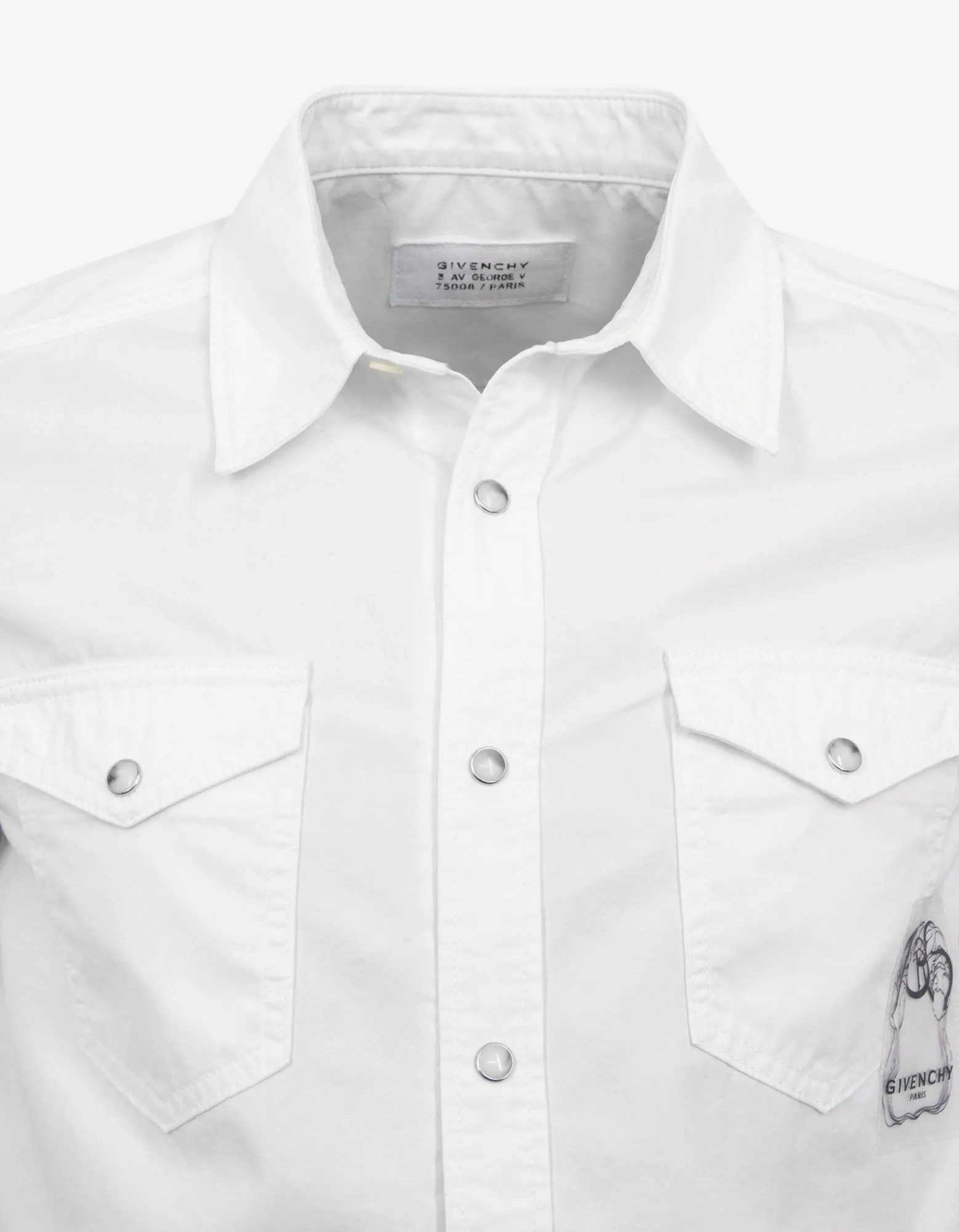 White Calligraphic Logo Embroidery Shirt -