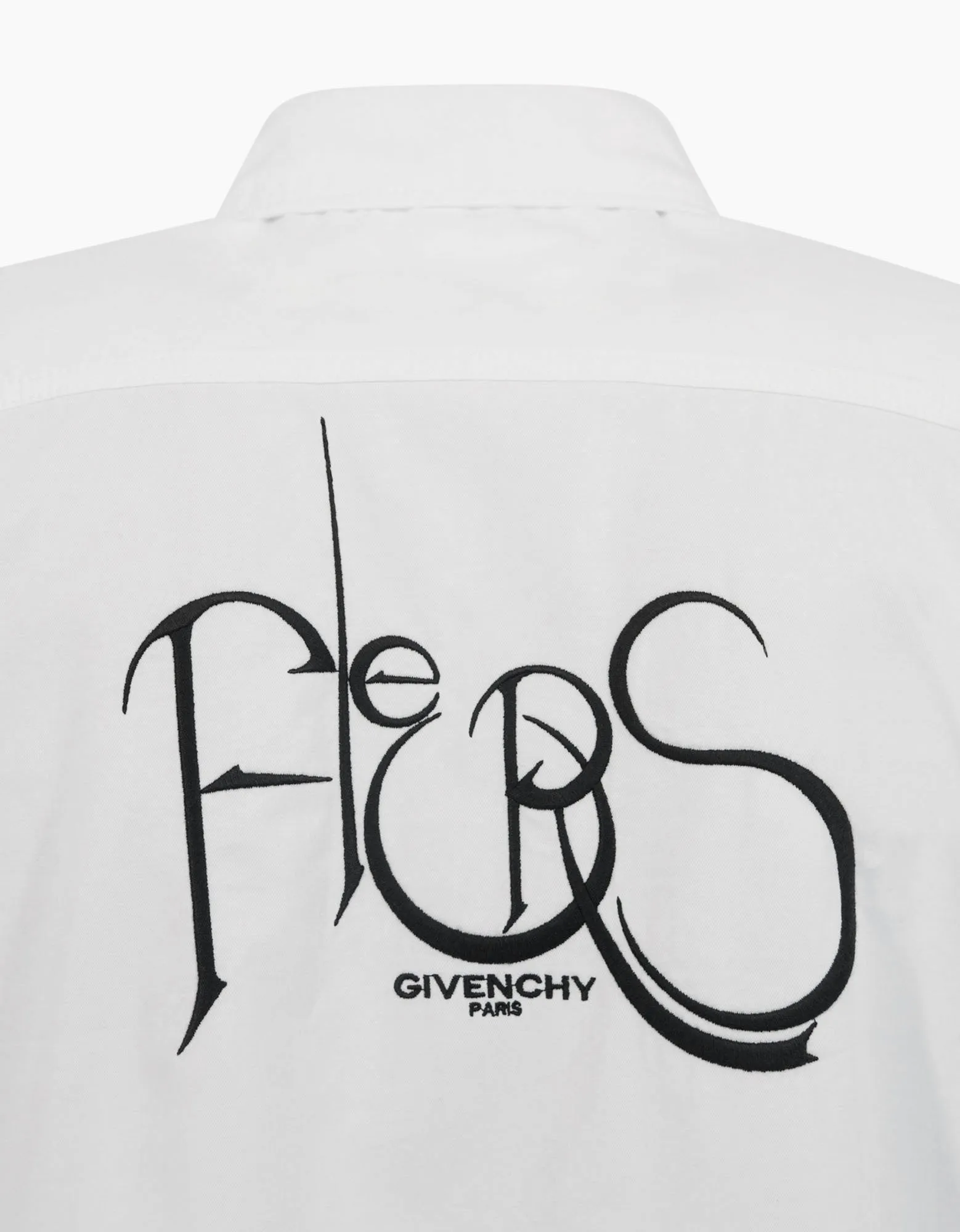 White Calligraphic Logo Embroidery Shirt -