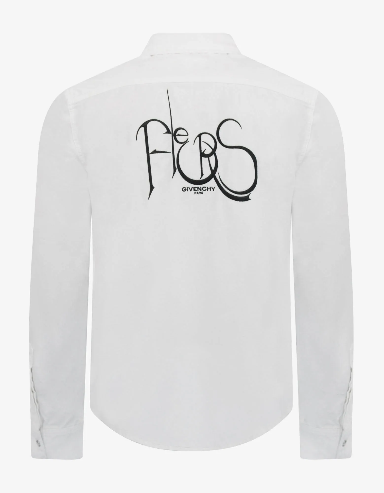 White Calligraphic Logo Embroidery Shirt -