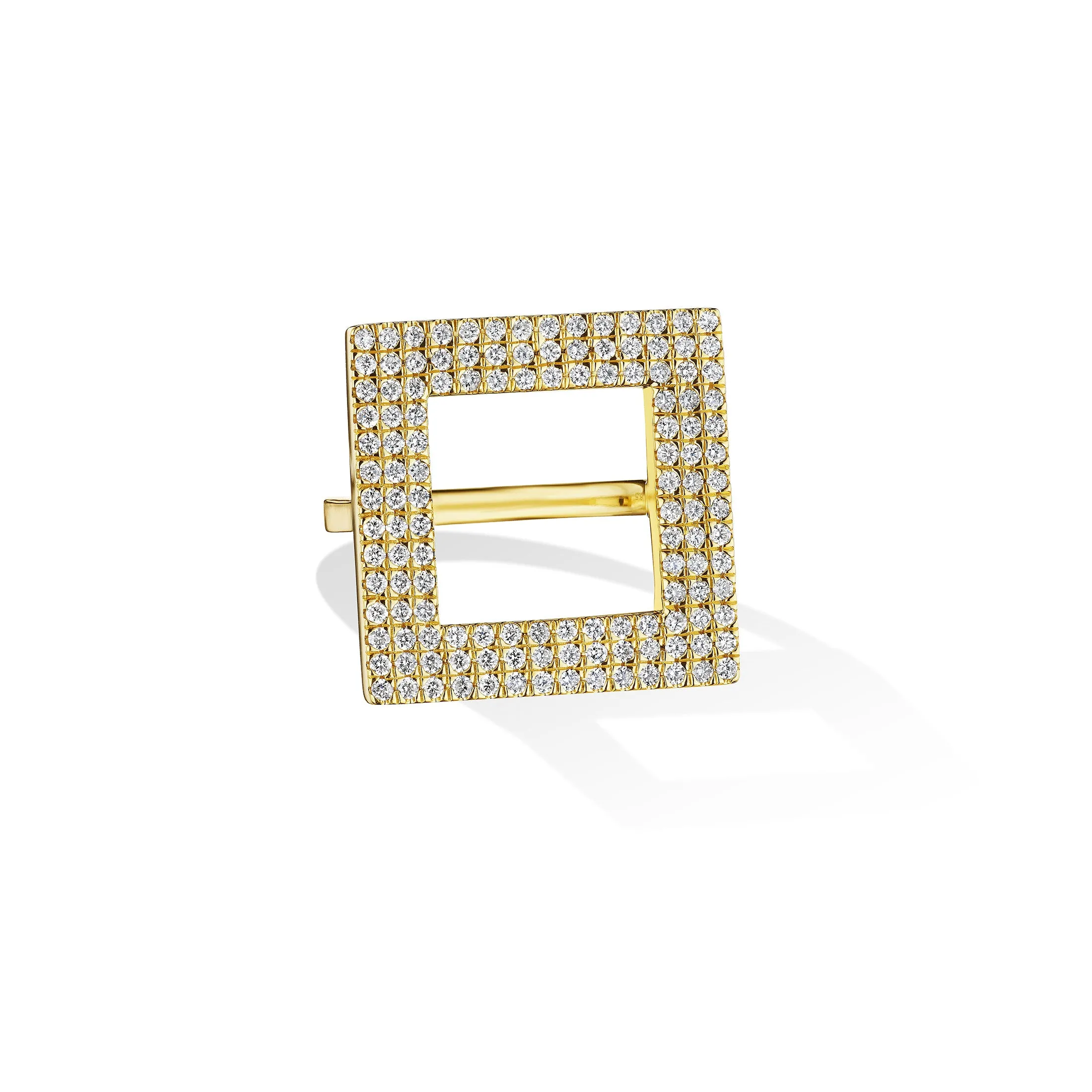 Yellow Gold Foundation Statement Ring with White Pavé Diamonds