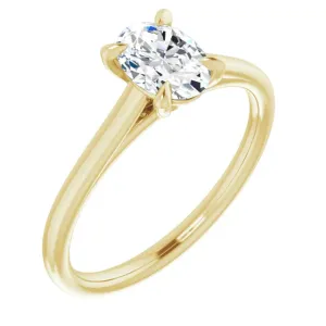 Yellow Gold Oval Solitaire Diamond Engagement Ring