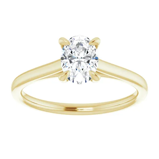 Yellow Gold Oval Solitaire Diamond Engagement Ring