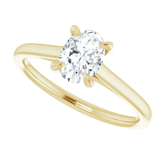 Yellow Gold Oval Solitaire Diamond Engagement Ring