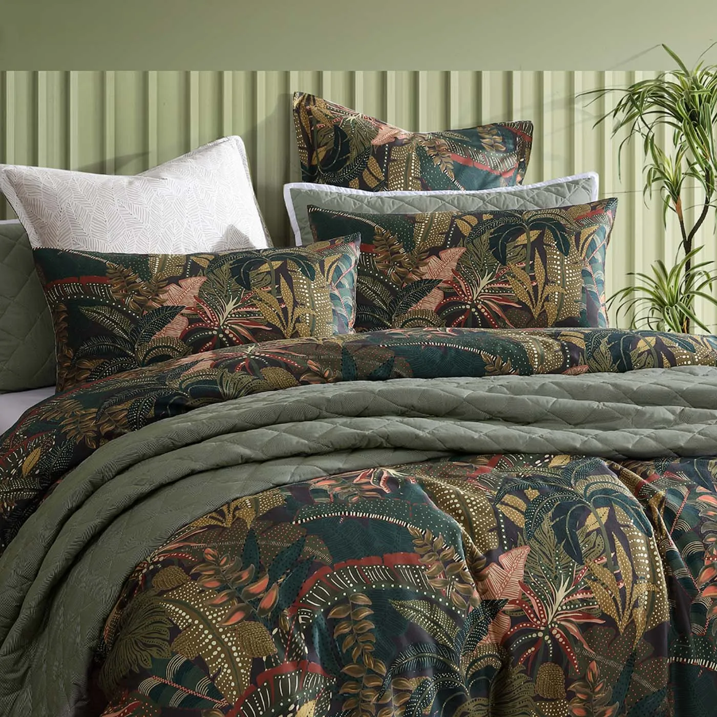 Zawadi Green Quilt Cover Set by Logan and Mason